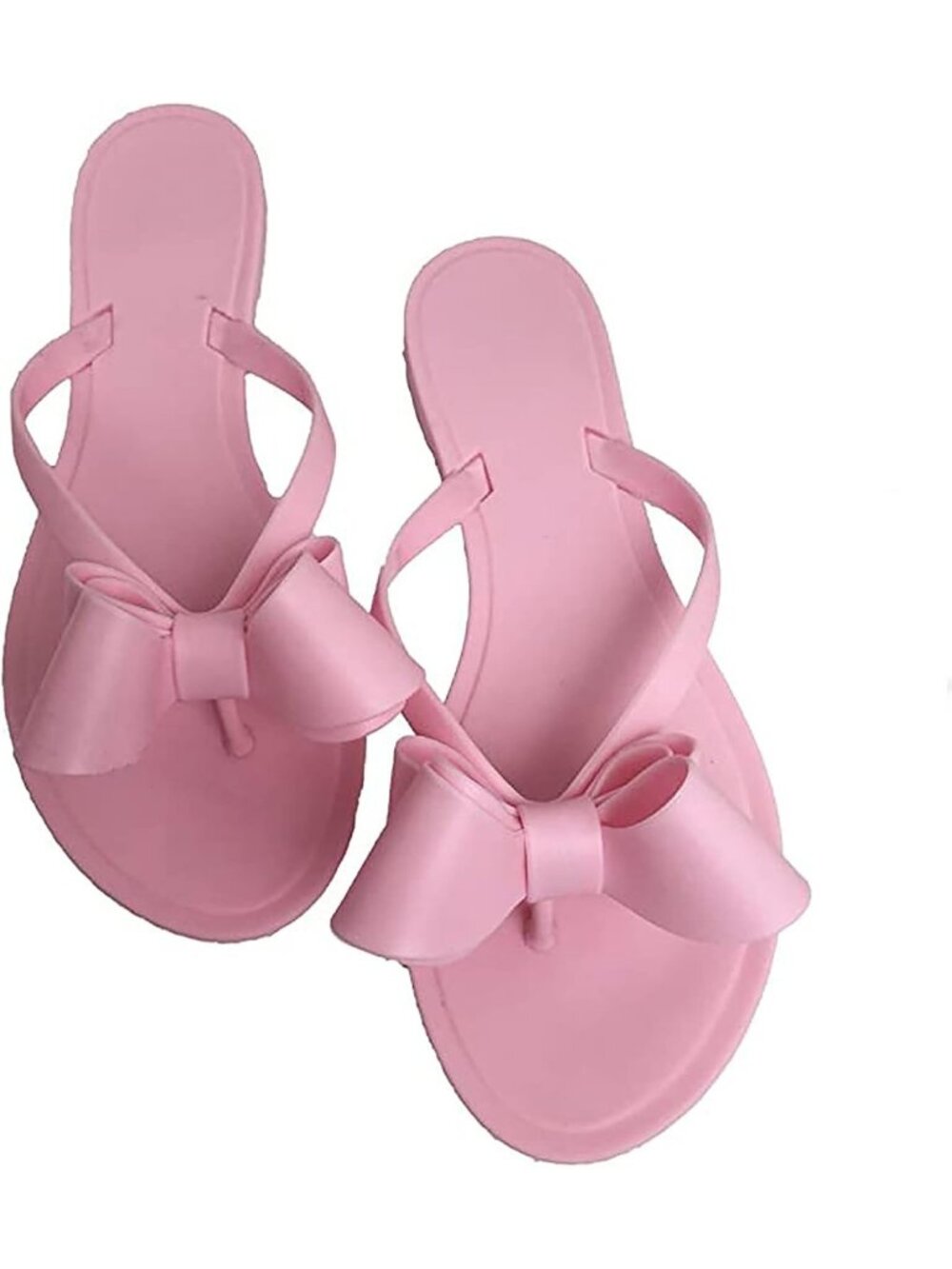 Women's Pink Summer Flip-Flops Big Jelly Bow Beach Cute Flat Fashion Sandals